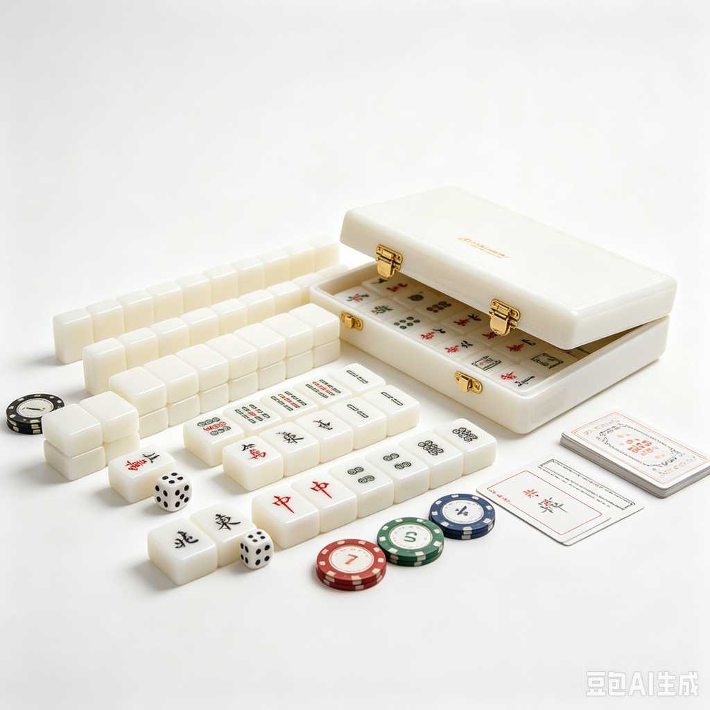 mahjong set with dice and chips